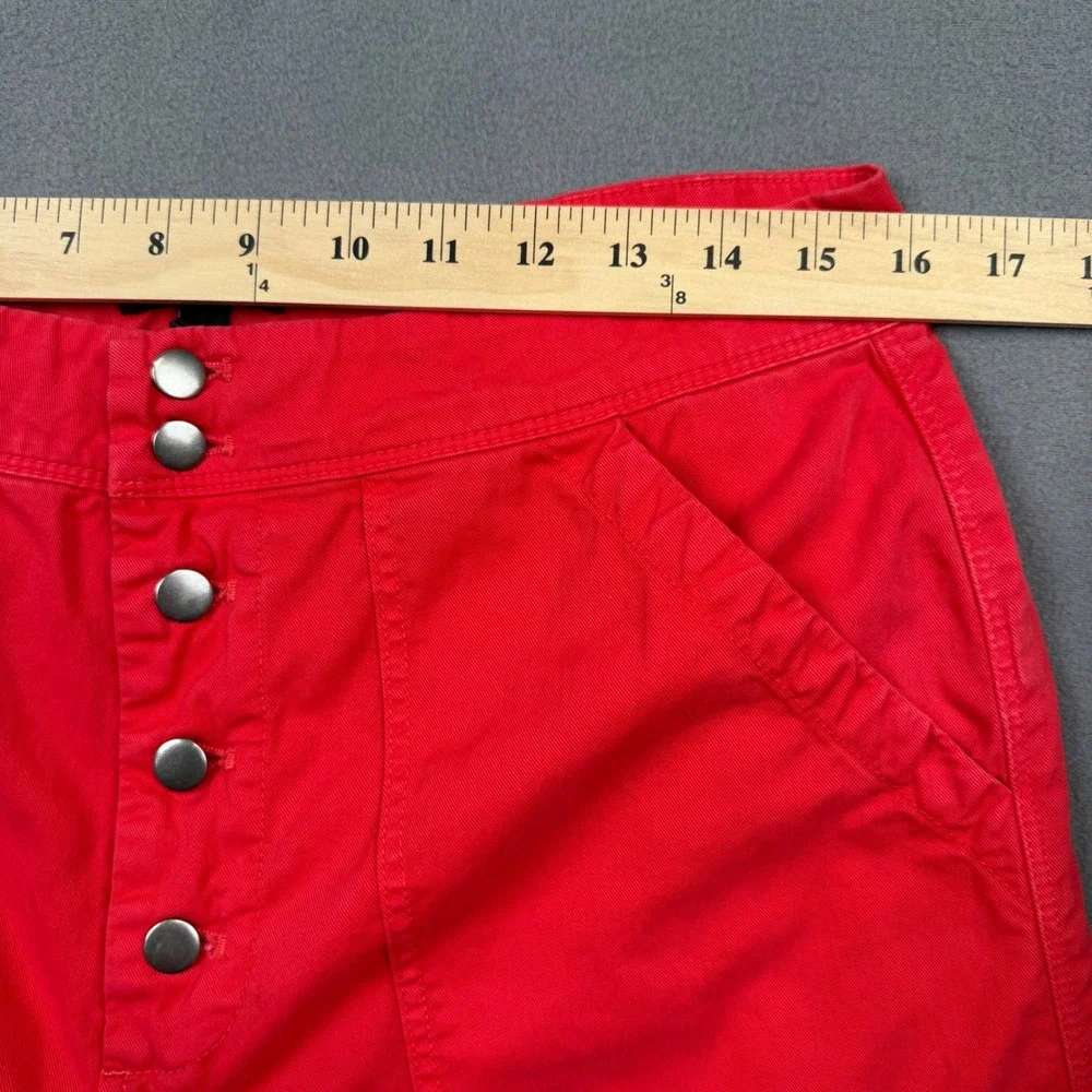 J.Crew Wide Leg Crop Ankle Pants Button Fly Cotton Twill Coastal Nautical Red 8